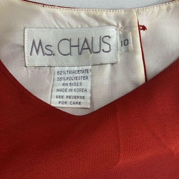 Vintage 90s Red White Modest Short Sleeve Shift Dress Womens Size 10 Ms Chaus - Picture 6 of 10